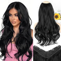 Black Wavy Clip-In Hair Extensions 20 Inch Synthetic