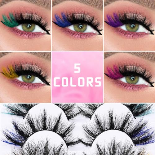 Uranian Colored Mink False Eyelashes 7 Pairs D Curl Fluffy