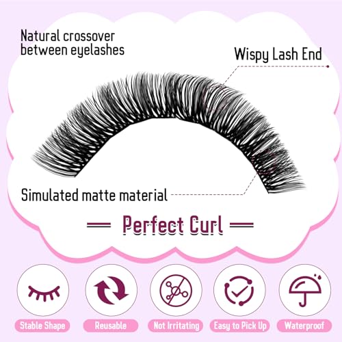 Lash Clusters DIY 10-18mm D Curl Fluffy Eyelashes 80P+100P