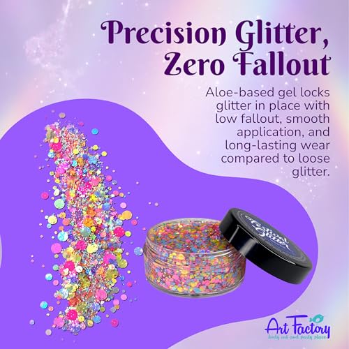 Art Factory UV Reactive Body Glitter Gel - Pearl Pastel for Face, Hair & Body
