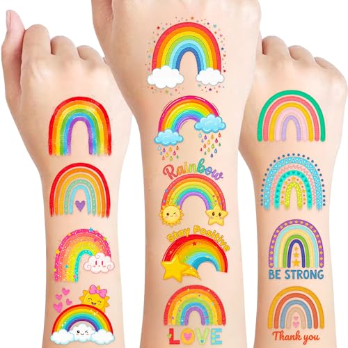 96 Rainbow Temporary Tattoos Stickers - Party Favors