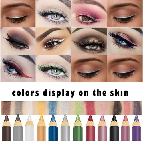 Linble Jumbo Metallic Eyeliner Pencil Set - 12 Colors