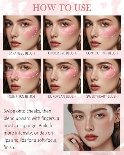 4-Color Blush Palette with Brush - Long Lasting Matte Finish