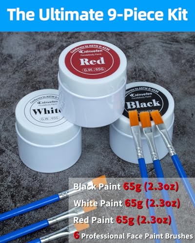 Oil Based Face Paint Kit - 3 Colors with 6 Brushes