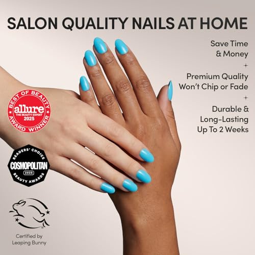 Glamnetic Azure Blue Press-On Nails - Short Round 30 Nail Kit