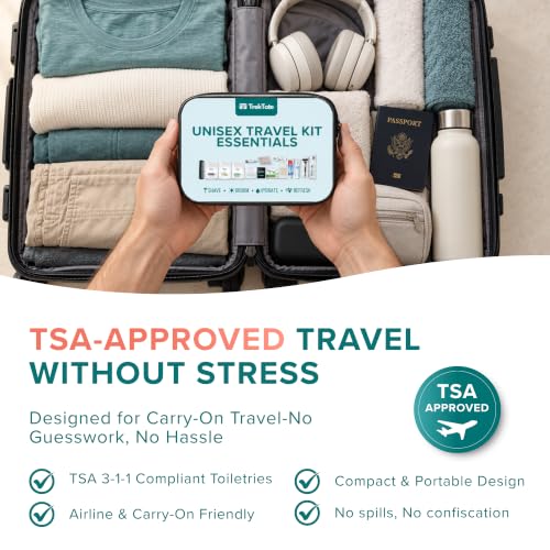 TREKTOTE Unisex Travel Essentials Kit 1 Pack - Complete Toiletry Set