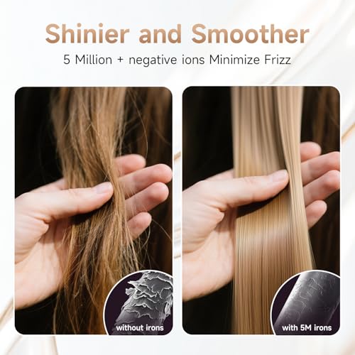 FLYZEMAA Hair Straightener Brush - Portable Ceramic Ion Styling Tool