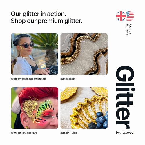 Hemway Premium Ultra Sparkle Glitter Multi Purpose Metallic Flake for Nail Art, Cosmetic Graded, Makeup, Festival, Party, Hair, Body and Eyes 100g / 3.5oz - Sand Gold