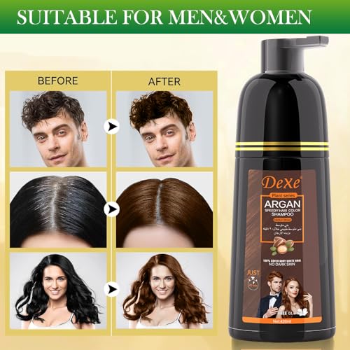 Medium Brown Hair Dye Shampoo 420ml - 3-in-1 Formula