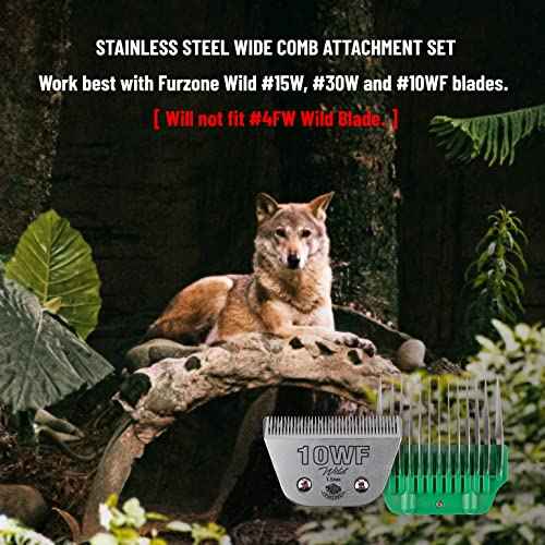 Furzone Wide Clipper Guard Comb Attachment Short 6 Pack Set Stainless Steel Attachment Guide Comb Set for Detachable Blade Pet, Dog, Cat Grooming