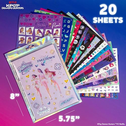 Netflix KPop Demon Hunters 1500+ Sticker Sheet Pack, 20 Sheets