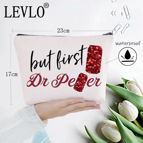 Funny Drinks Lover Makeup Bag But First Drink Zipper Pouch Gift for Friends & Family (But D r)
