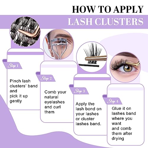 Lash Clusters 208 PCS Cluster Lashes Individual Lashes B37+B28 Eyelash Extensions 10-18mm DIY Lash Extensions D Curl Volume Wispy Soft Comfortable Band False Lashes (D-10-18MIX,B37+B28)