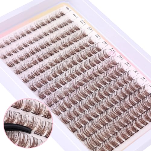 Brown Wispy Lash Clusters - 196pcs D-Curly DIY Eyelash Extensions