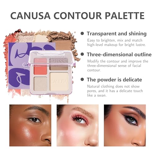 4-in-1 Face Makeup Palette: Blush, Highlighter & Bronzer