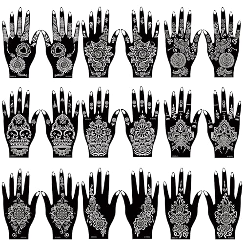 18 Sheet Henna Tattoo Stencils Hand Temporary Tattoo Kit
