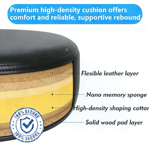Rolling Chair Stool with Wheels 400lb Capacity Adjustable Height Vanity Stool 3" Memory Foam Seat Quiet Wheels Chair for Salon Tattoo Spa Pedicure Makeup Studio (Widened Base)