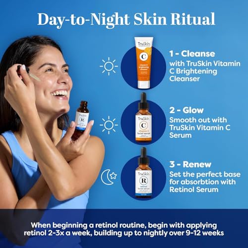 TruSkin Retinol Serum for Face ? Gentle, Skin Friendly Anti-Aging Retinoid with Hyaluronic Acid, Cica & Vitamin E ? Retinol Facial Serum for Smoother-Looking Skin & Improved Texture, 2 Fl Oz