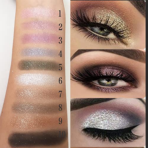 Gold Eye Shadow Eyeshadow Palette Shimmer - 10 Colors Sparkly Eyeshadow Glitter Highly Pigmented Long Lasting Waterproof Sweatproof Professional Nudes Warm Natural Neutral Smoky Cosmetic Eye Palette Set Gold (# 01)