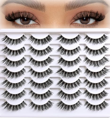 APCYUST Natural Wispy Cat Eye Lashes - 14 Pairs Clear Band