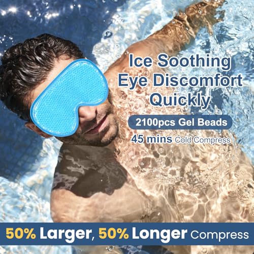 BeeVines XL Size Gel Eye Mask, 2 Pack Cooling Ice Masks for Puffy Eyes for Men & Women, Cold & Warm Compress for Post Surgery, Puffiness, Allergies, Sinuses & Migraines