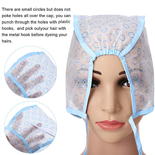 6-Piece Hair Highlighting Cap Set with Plastic Hook for Easy Dyeing
