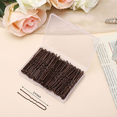 U Shaped Hair Pins 200 Count Brown 2.4 Inch Bobby Pins
