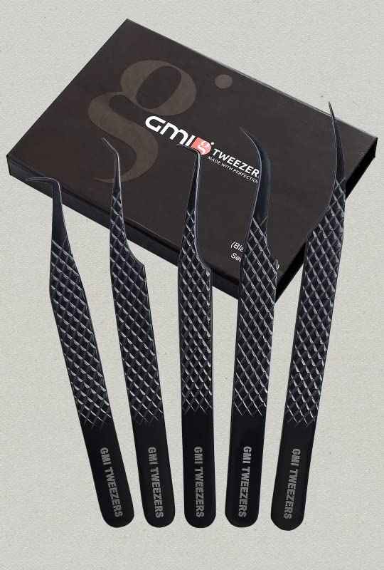 GMI TWEEZERS GMI Lash Tweezers - Set of 5 Eyelash Tweezers- Stainless Steel Eyelash Extension Tweezers - Multipurpose Lash Tweezers T2233 Tweezer