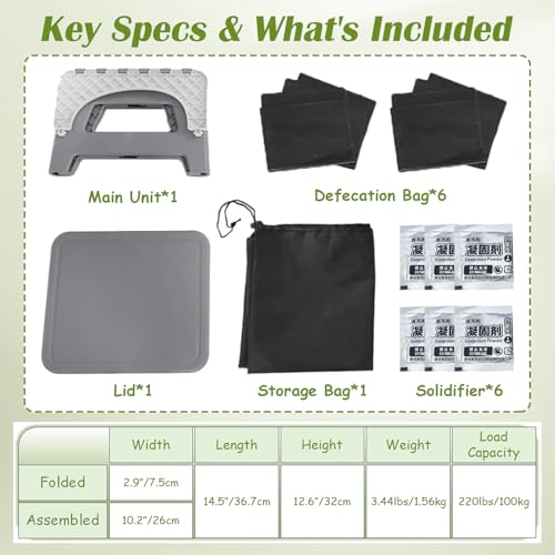 Portable Toilet for Adults Foldable Camping Seat with Lid
