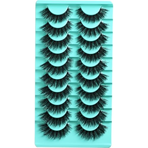 Lashes Volume Mink Eyelashes 10 Pairs Natural Cateye Lash Strips Wispy Cat Eye Lashes Natural Look Short Thick Fluffy False Strip Eyelash Full Fake Lash Pack Black Pesta?as Postizas for Women