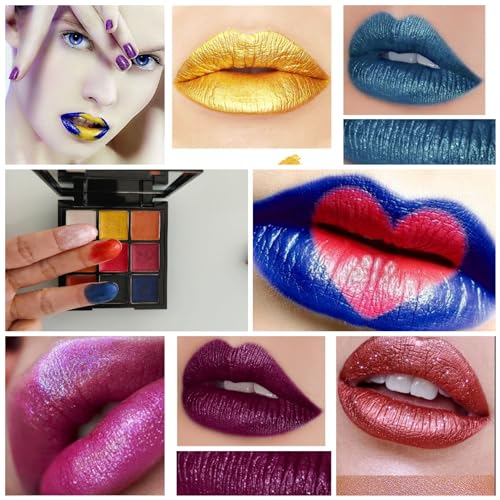 9color Glitter Super Gloss Lipstick Palette moisturizing Waterproof glimmer Lip Palette Makeup,Pigmented Festival Halloween Body Face Paint Lipstick Set