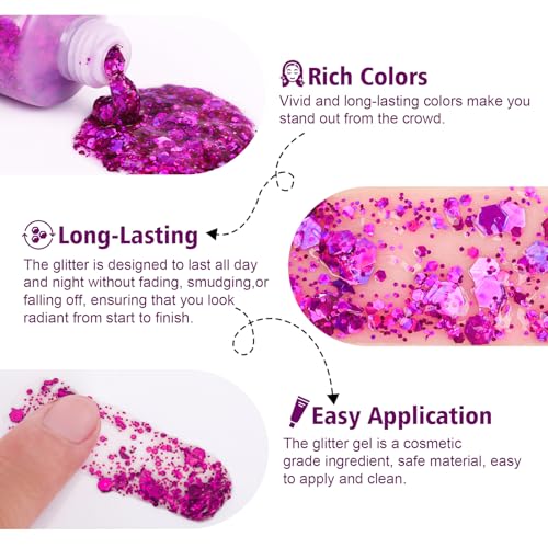10 Colors Chunky Body Glitter Gel – Eyes, Hair, Nails