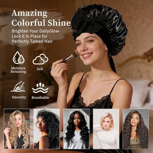 Silk Satin Bonnet for Sleeping with Adjustable Tie Band