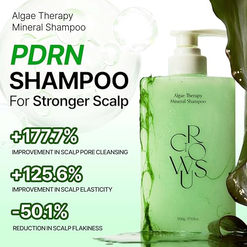 GROWUS Algae Therapy Seaweed Shampoo 500ml - Biotin & Marine Peptide for Thinning Hair