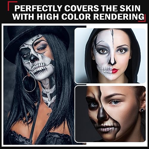 Clown Makeup Kit - Black White Red Face Paint Set