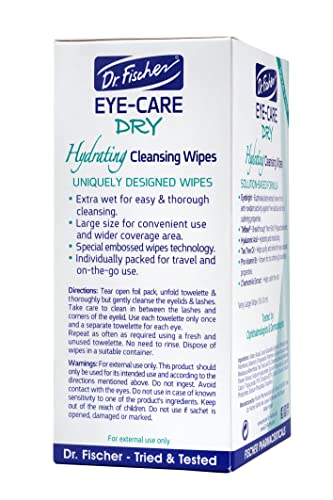 Dr. Fischer Tea Tree Eyelid Wipes: Hypoallergenic Eye Wipes for Dry, Red, Allergy Eyes. Long-Lasting Relief for Computer Vision & Tired Eyes. Effective Makeup Remover for Sensitive Skin.