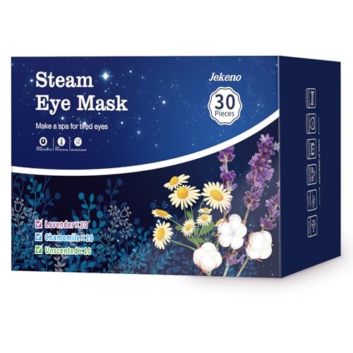 Jekeno Steam Eye Mask, 30 Packs Eye Masks for Dry Eyes Dark Circles and Puffiness, 40-60 Minutes Self Heated Steam Warm Eye Mask, Christmas Spa Gifts for Women