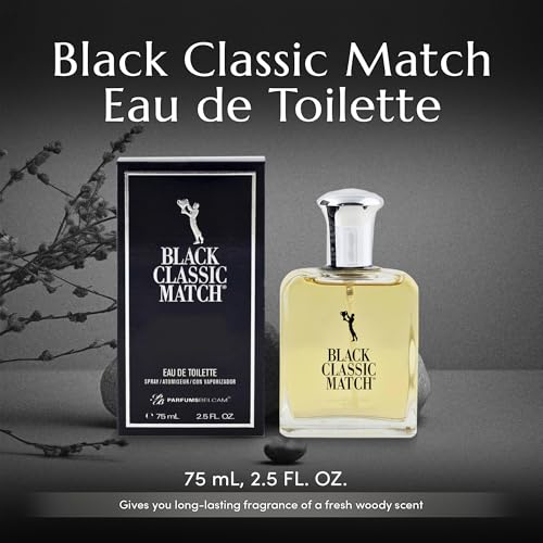 PB ParfumsBelcam Black Classic Eau De Toilette for Men 2.5 Fl. Oz