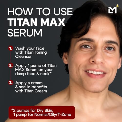 Titan MAX Anti-Aging Face Serum for Men ? Ultra Potency Mens Face Lotion ? Skin Tightening Cream for Face ? Mens Skin Care ? Vitamin C & E, 10% Niacinamide, Hyaluronic Acid ? Unscented