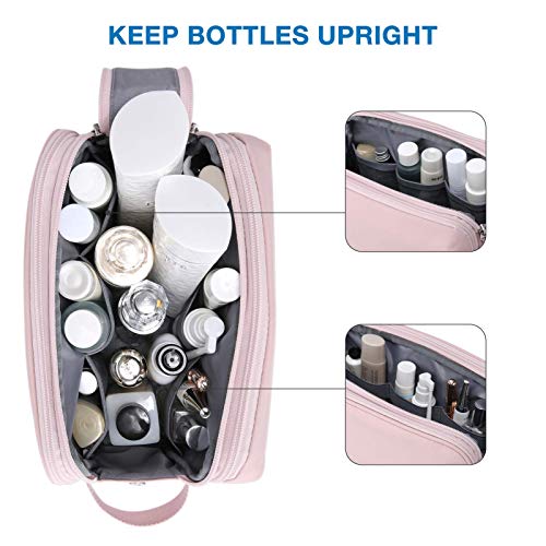 BAGSMART Pink Medium Travel Toiletry Bag Organizer Water-Resistant Dopp Kit