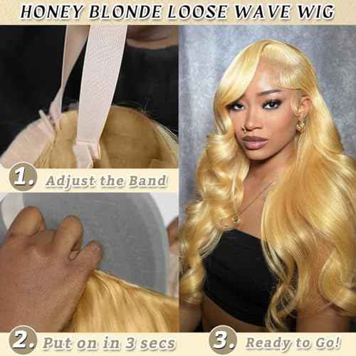 28 Inch Honey Blonde Wig Human Hair 220% Density 9x6 Body Wave Lace Front Wigs Human Hair Pre Plucked Colored 27# HD Frontal Wigs