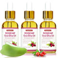 3 Pack Gua Sha Face Oil for Women, Rosehip Oil Organic Facial Oil Moisturizer Infused Rose, Vitamin E & C, Restore and Rejuvenate, Hydrating Facial Oil for Dermaplaning, 1.01fl.oz/30ml