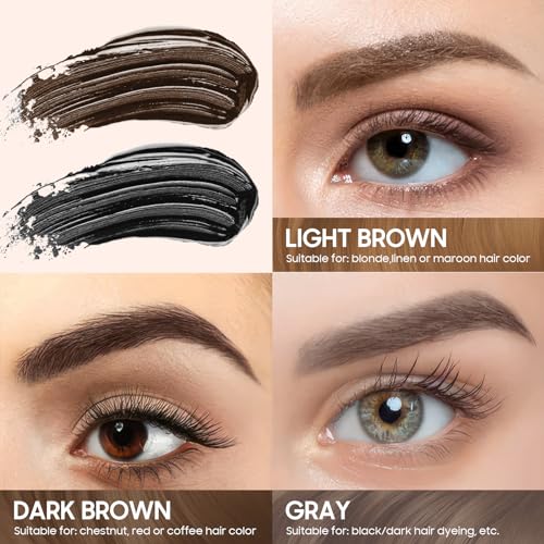 Eyebrow Gel - Peel Off Eyebrow Tint with Eyebrow Stencils, Long-Lasting & Waterproof Brow Gel for Women and Girls Create Fuller & Defined Brows Makeup (Dark Brown)