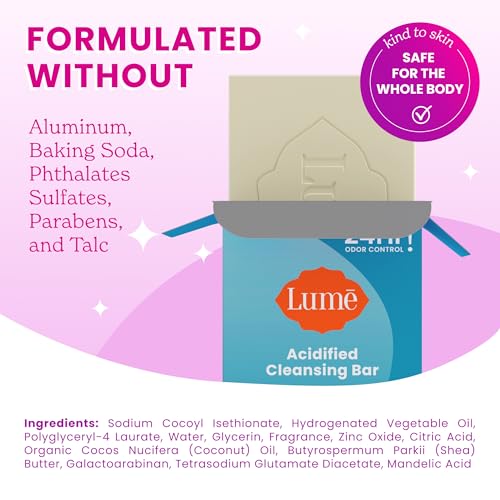 Lume Acidified Body Cleansing Bar Unscented - 5 oz Odor Control & Skin Tone