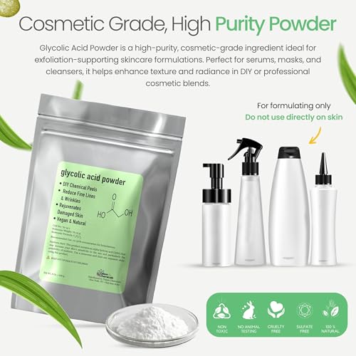 Glycolic Acid Powder (2 Oz/56 Grams) DIY Glycolic Crystal Powder is Pure, DIY Glycolic Acid Peels, Lotion and Serum by Talsen Chemcials