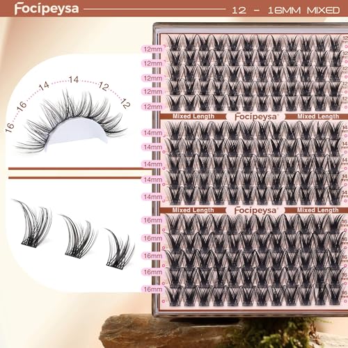 Focipeysa Wispy Lash Clusters - 12-16mm Natural Eyelash Extensions