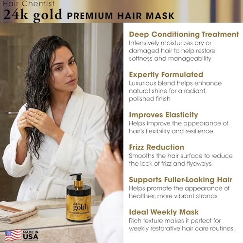 Hair Chemist 24K Gold Hair Mask for Shine & Frizz Control - 15 oz