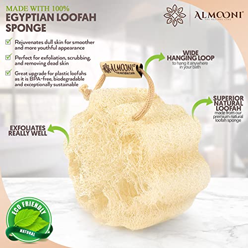 ALMOONI Natural Loofah Sponge 3-Pack | Egyptian Shower Scrubber
