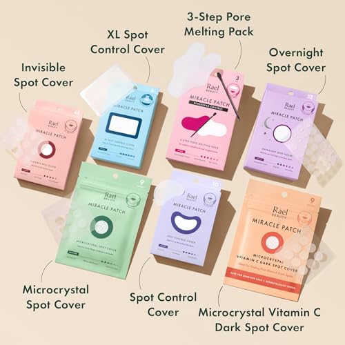 Rael Pimple Patches, Miracle Invisible Spot Cover - Hydrocolloid Acne Pimple Patch, Absorbs Zits & Blemish, Korean Skin Care, 2 Sizes (24 Count)
