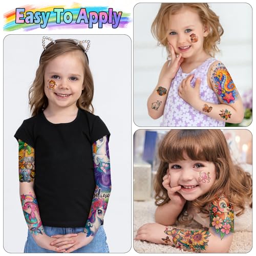 52 Sheet Temporary Tattoos for Kids - Full Arm Sleeves